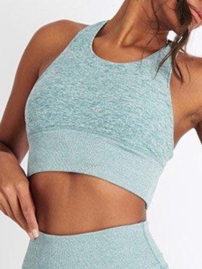 Alo Yoga Alosoft Serenity Bra In Seagrass Heather